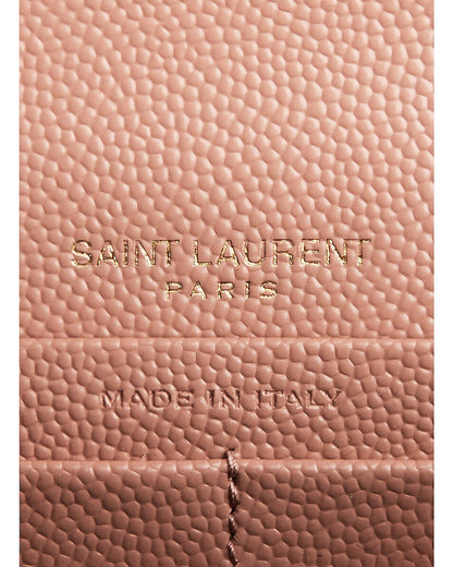 YSL CASSANDRE MATELASSÉ CHAIN WALLET IN GRAIN DE POUDRE EMBOSSED LEATHER