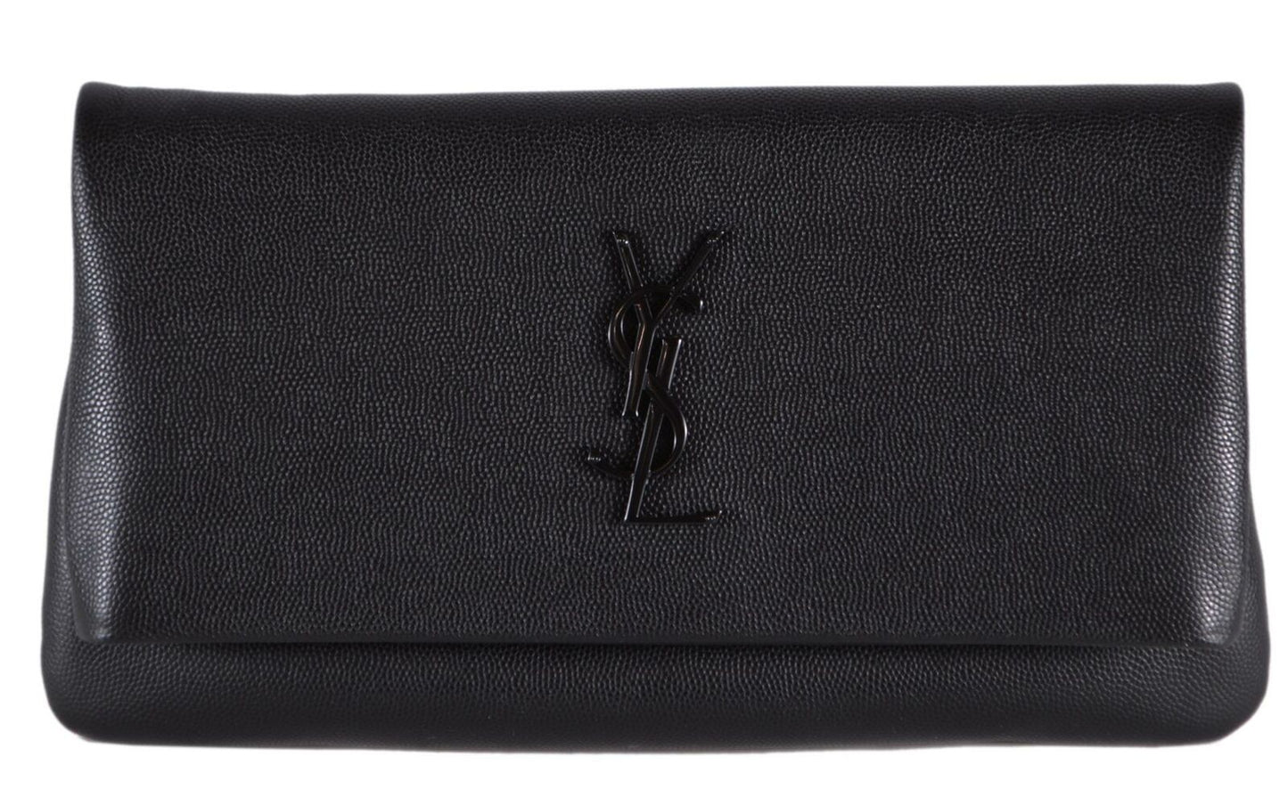 YSL GRAIN DE POUDRE WEST HOLLYWOOD MONOGRAM FOLD OVER CLUTCH