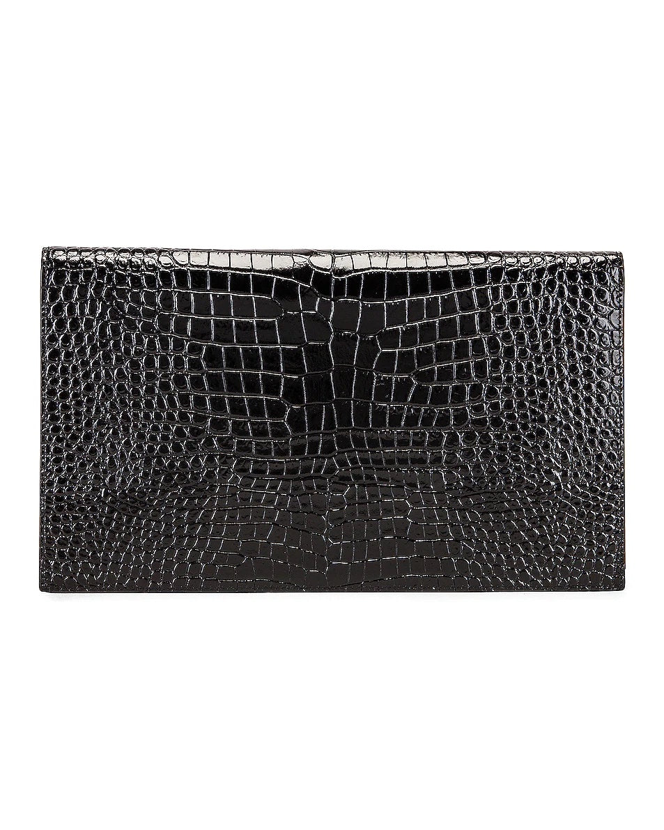 YSL UPTOWN CROC EMBOSSED CLUTCH BAG