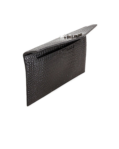 YSL UPTOWN CROC EMBOSSED CLUTCH BAG