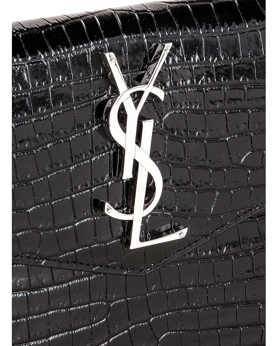 YSL UPTOWN CROC EMBOSSED CLUTCH BAG