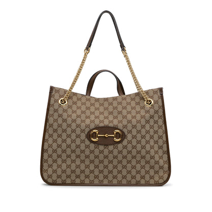 Gucci Horsebit 1955 Tote Bag Large Brown GG Canvas