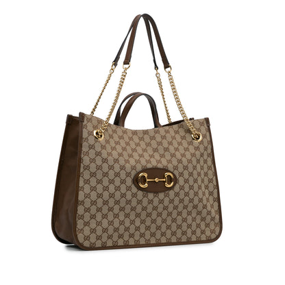 Gucci Horsebit 1955 Tote Bag Large Brown GG Canvas