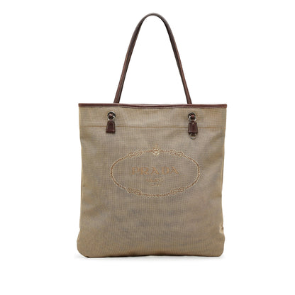 Taupe Prada Canapa Logo Tote Bag