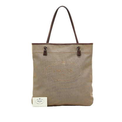 Taupe Prada Canapa Logo Tote Bag