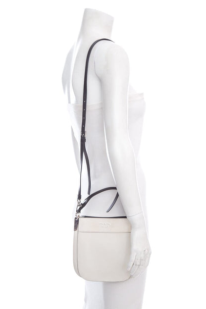 Prada City Calfskin Black & White Margit Cross-Body