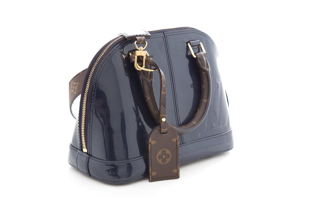 Louis Vuitton Blue & Brown Vernis Lisse BB Alma Handle Bag