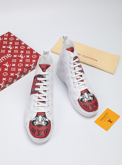 The Bags Vibe - Louis Vuitton Stellar Trainer Boot White Red Sneaker