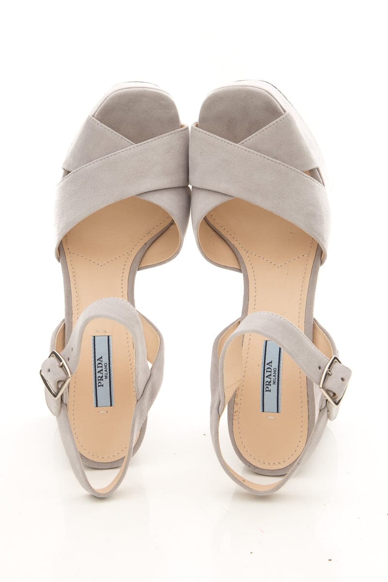 Prada VEIRNECE Dove Grey Heels SZ 39