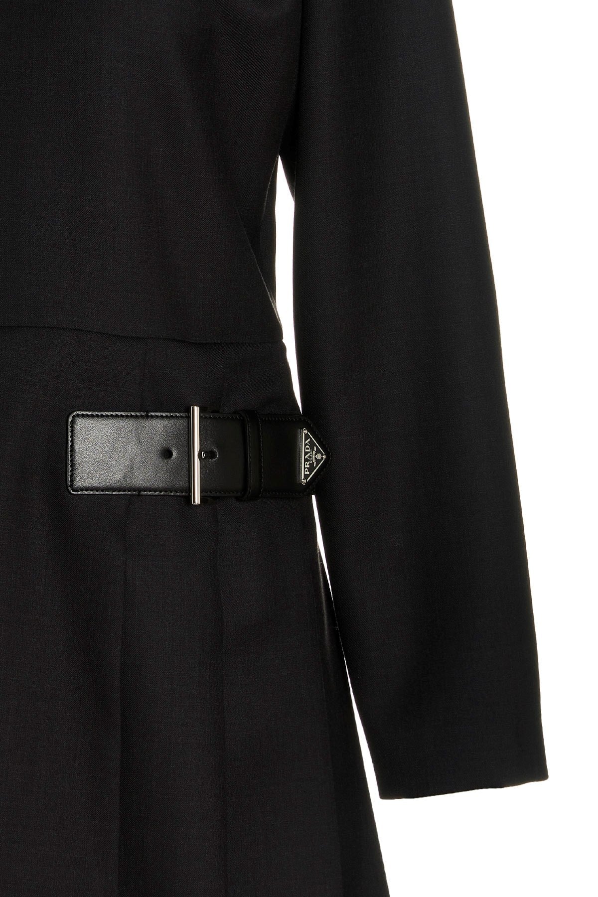 Prada Women Logo Buckle Gabardine Dress