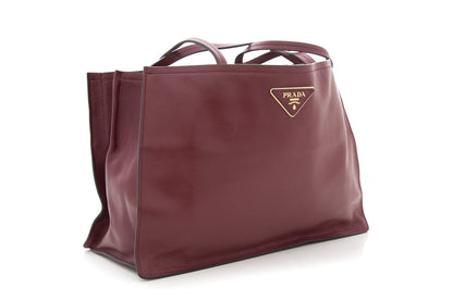 Prada Burgundy Argilla Leather Small Tote