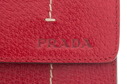 Prada Madras Cerniera Top Handle Red Handbag