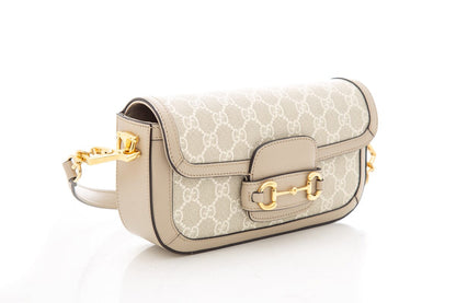 Gucci Taupe GG Horsebit Handbag