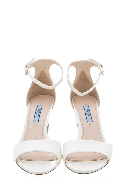 Prada White Patent Leather Sandals SZ 36.5