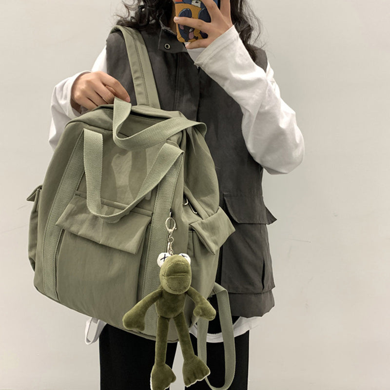 Gothslove Nylon Women Aesthetic Black Backpack Simple School Bag for Girls Teenage Waterproof Travel Handbags Shoulder Bags