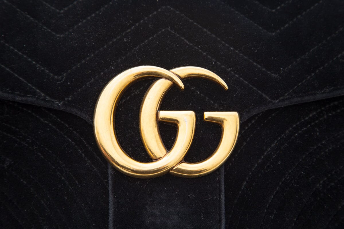 Gucci Black Velvet Marmont Handbag