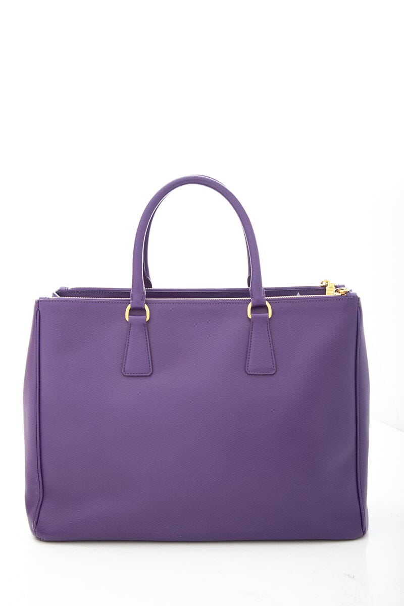 Prada Purple Saffiano Leather Galleria Double Zip Tote