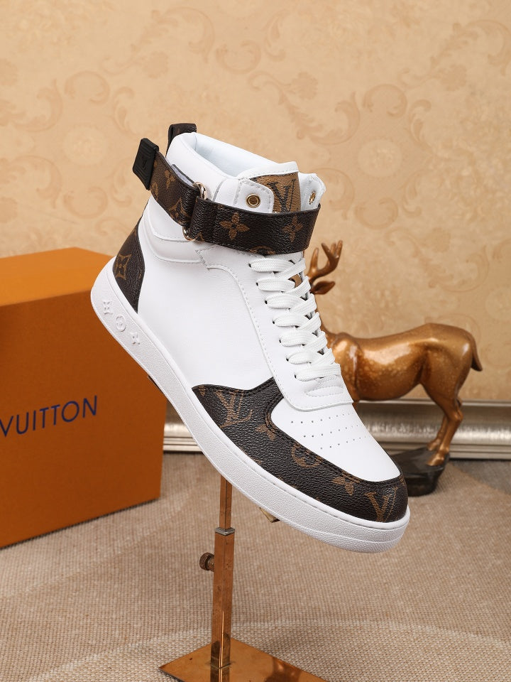 The Bags Vibe - Louis Vuitton Rivoli High White Brown Sneaker