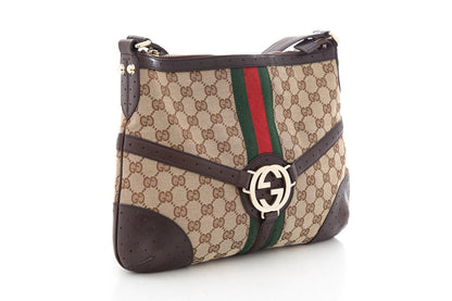 Gucci Reins Web Brown Shoulder Handbag