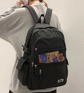 Gothslove Students School Black Backpack Boys Girls Aesthetic Backpacks Schoolbag Large Capacity Nylon Waterproof Backpack