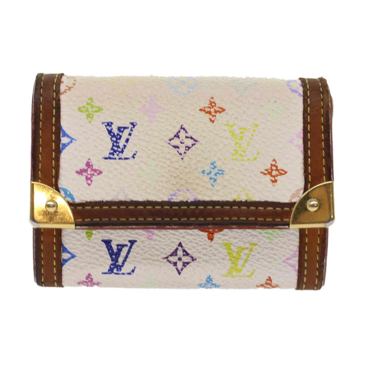 LOUIS VUITTON Monogram Multicolor Porte Monnaie Plat White M92657 LV Auth bs7067