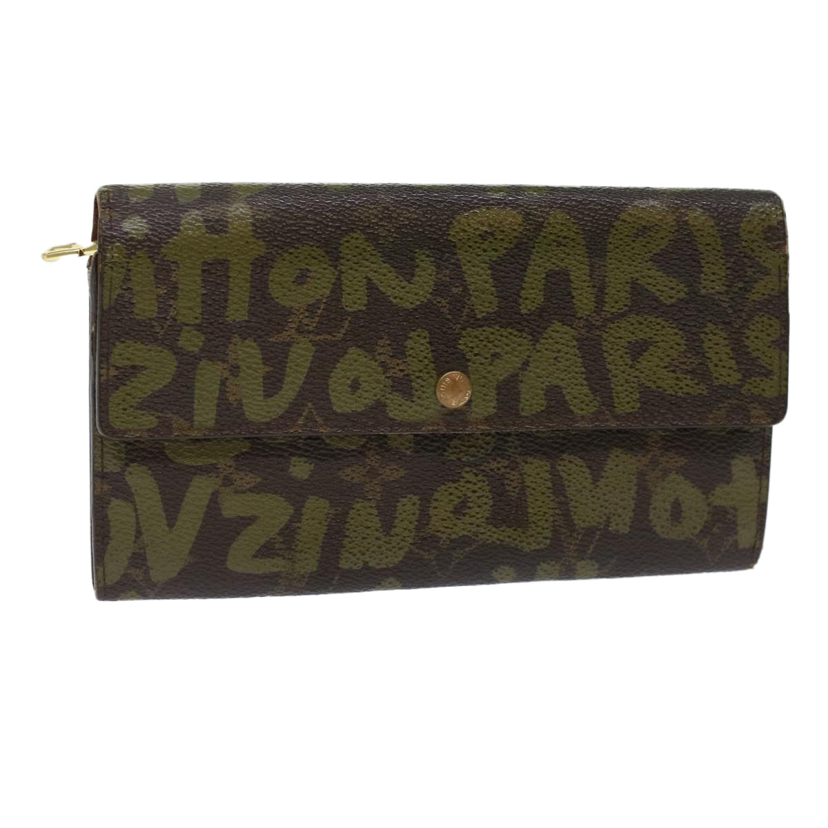 LOUIS VUITTON Monogram Graffiti Portefeiulle Sarah Khaki M92188 LV Auth bs7102