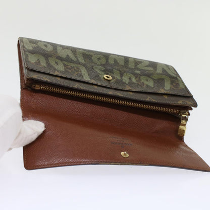 LOUIS VUITTON Monogram Graffiti Portefeiulle Sarah Khaki M92188 LV Auth bs7102