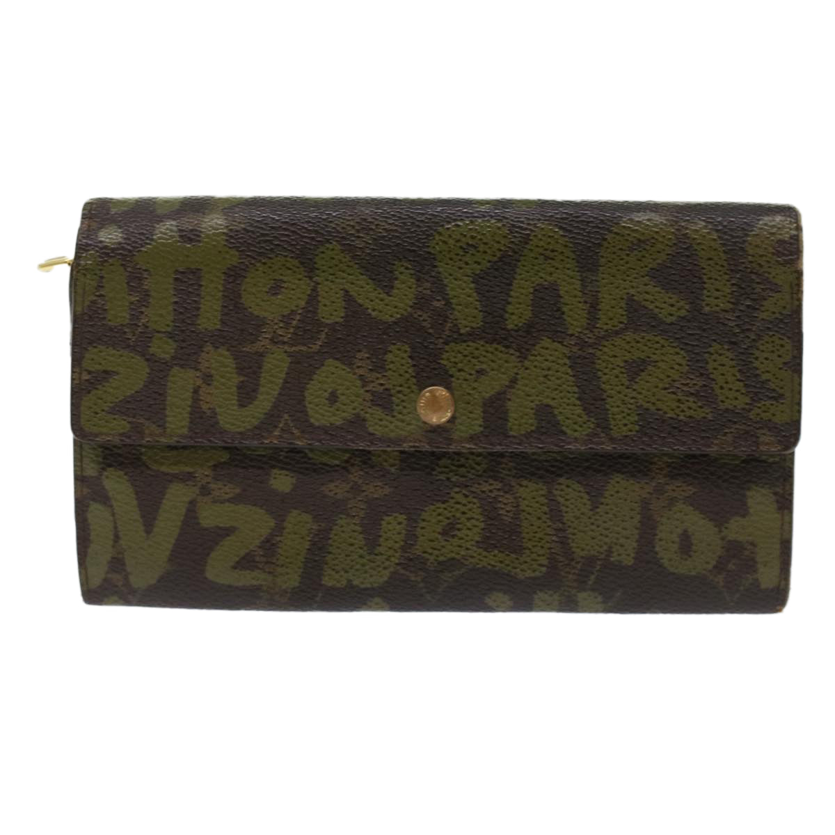 LOUIS VUITTON Monogram Graffiti Portefeiulle Sarah Khaki M92188 LV Auth bs7102