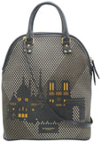 Burberry Bloomsbury Prorsum London City Motif 2way Dome Black Leather Tote