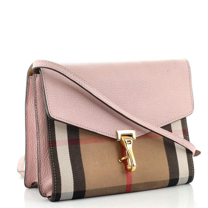 BURBERRY Macken Leather and House Check Crossbody Bag