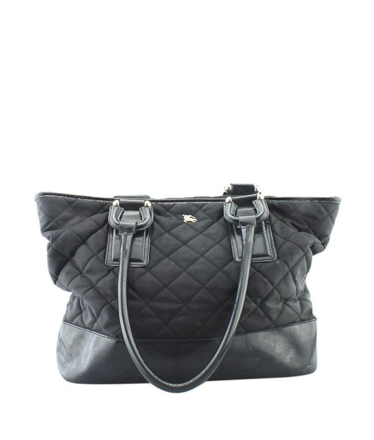 Burberry Quilted Leather Black Canvas Tote