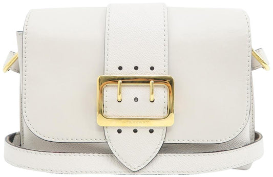 Burberry Shoulder House Check Buckle Calfskin Ivory Leather Hobo Bag