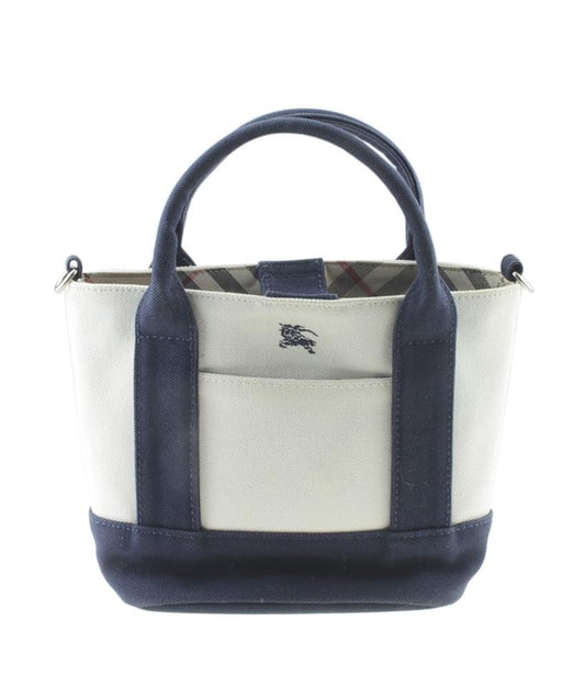 Burberry White & Blue 2-way Whitexblue Canvas Tote