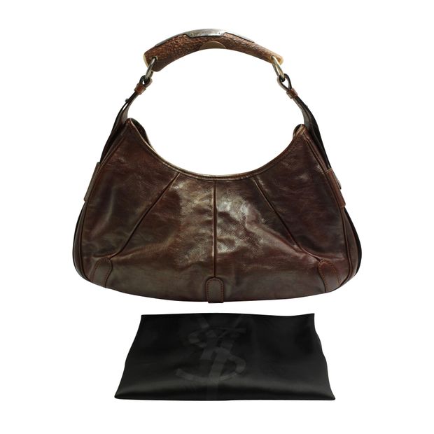 YVES SAINT LAURENT YSL Brown Vintage Bag - Wooden Top Handle