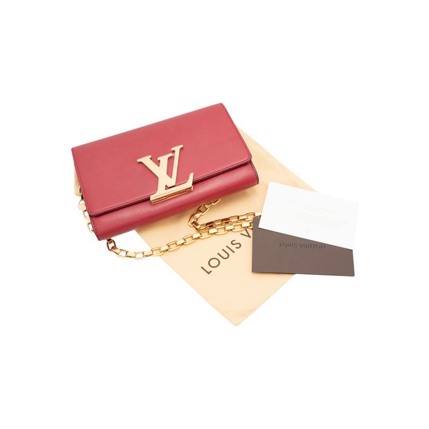 LOUIS VUITTON Calfskin Leather Chain Louise Gm Bag