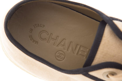 Chanel Beige Velvet Sneakers SZ 37.5