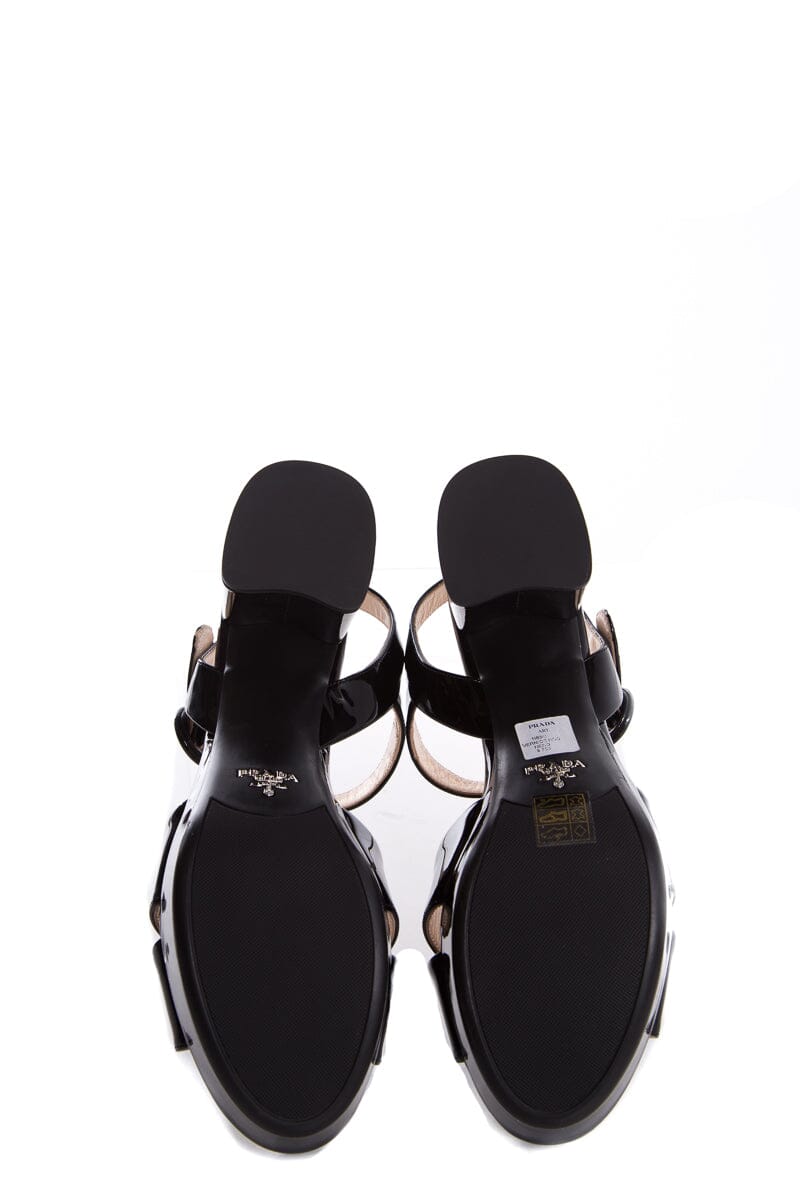 Prada Black Patent Leather Sandals SZ 39