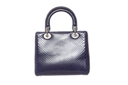 Christian Dior Medium Navy Snakeskin Lady Dior Handbag