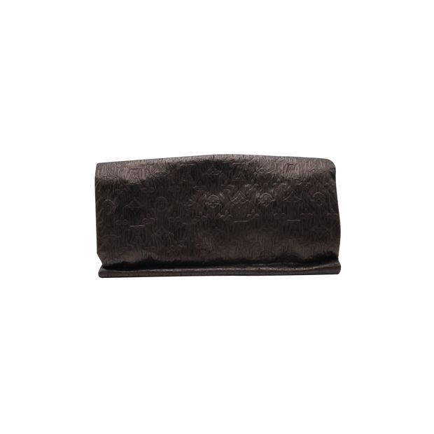 LOUIS VUITTON Dark Silver/ Brown Metallized Folded Clutch