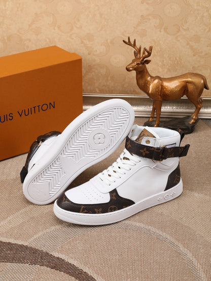 The Bags Vibe - Louis Vuitton Rivoli High White Brown Sneaker