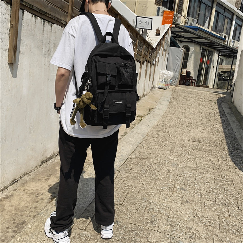 Gothslove Cool Black Backpacks for Men School Backpacks Nylon Waterproof Collegiate Backpacks for Teens Highschool