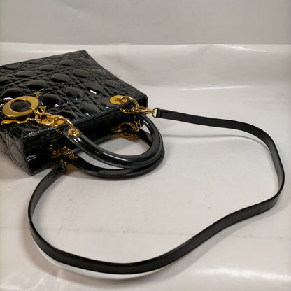 Christian Dior Black Enamel Hand Bag