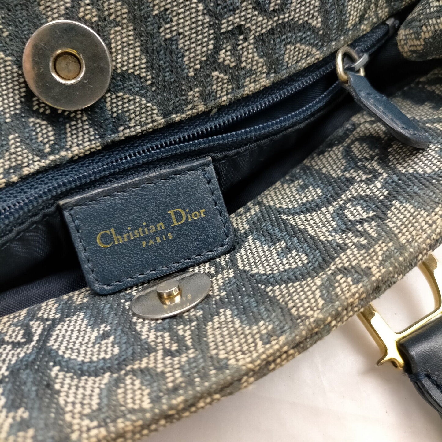 Christian Dior  Navy Blue Canvas Hand Bag