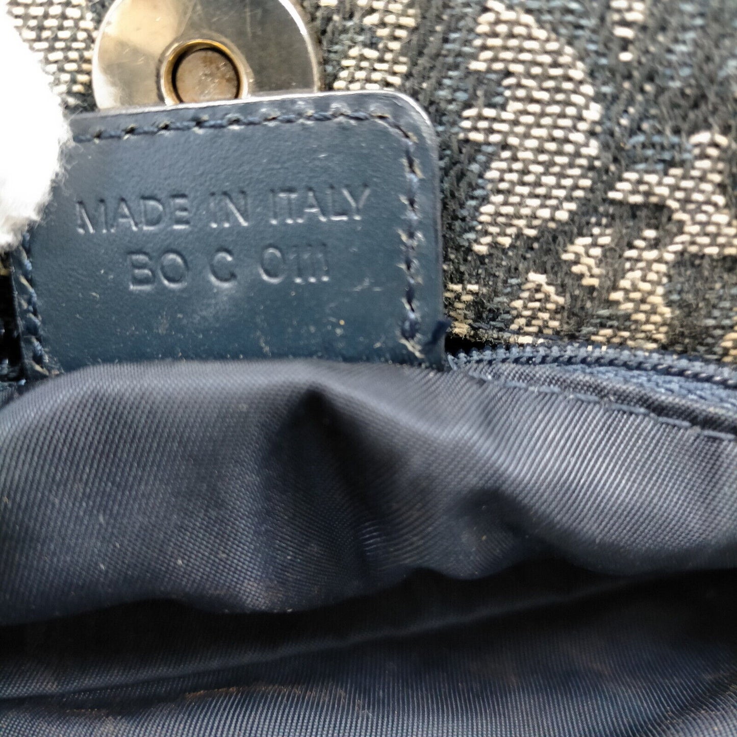 Christian Dior  Navy Blue Canvas Hand Bag