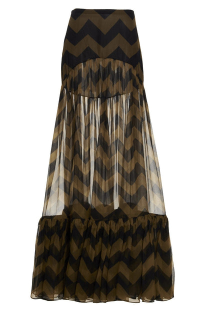 Saint Laurent Women Chevron Long Skirt