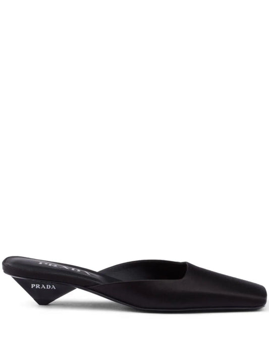 Prada Women Square Toe Satin Mules