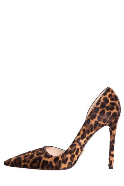 Prada Leopard Pony Hair Pointed Toe Heels SZ 39.5