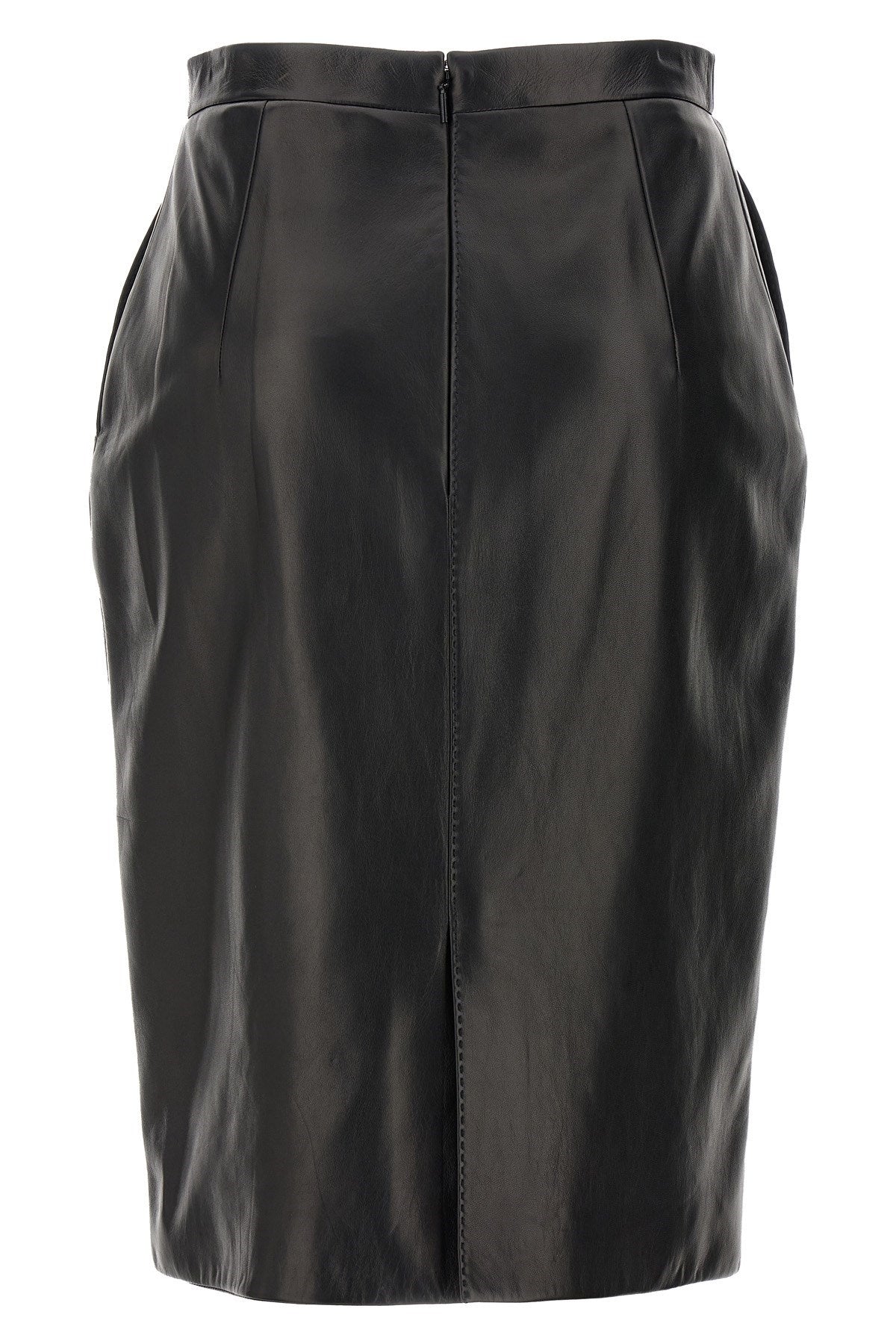 Saint Laurent Women Leather Midi Skirt