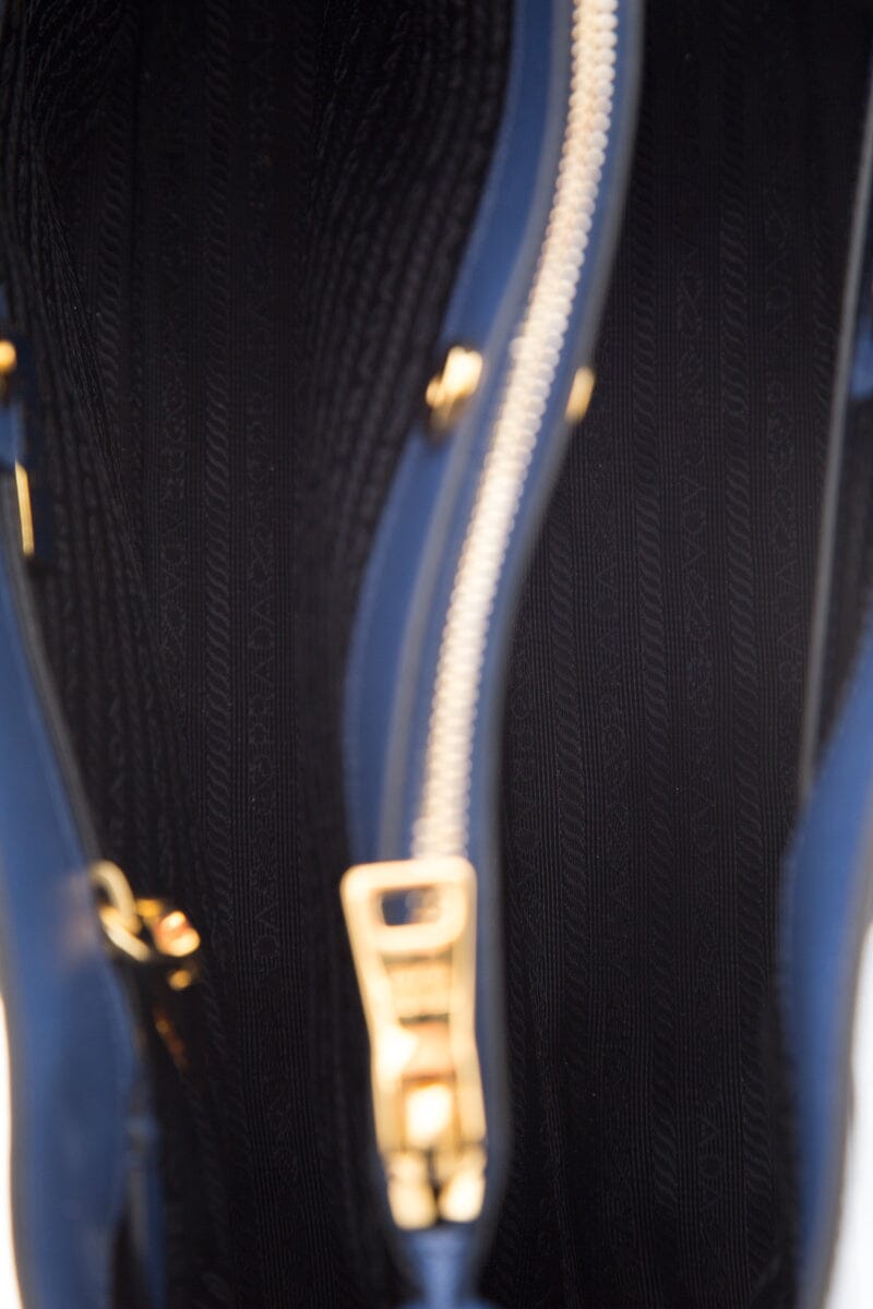 Prada Bi Color Black & Blue Galleria Saffiano Leather Handbag