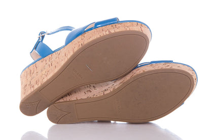 Prada Electric Blue Cork Wedge SZ 36